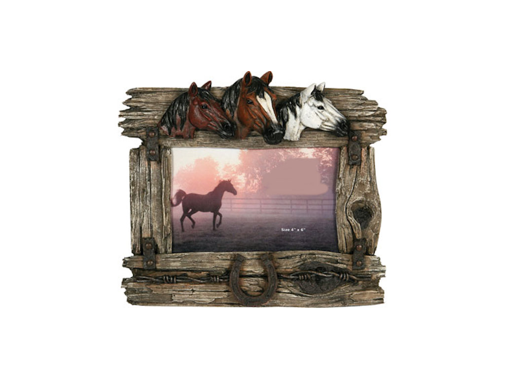 Rustic Photo Frame with 3 Horses GallopnGifts
