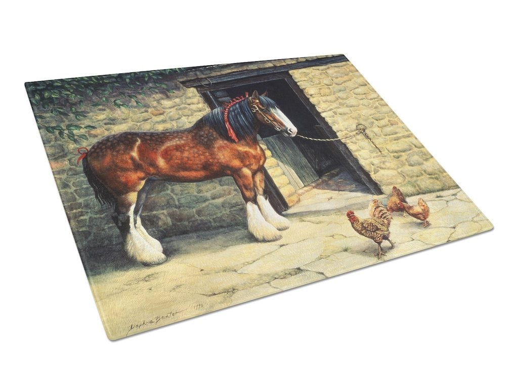 Glass Cutting board- Paint and Rider Scene.