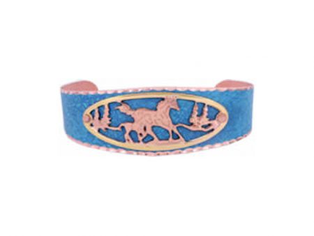 Sky Blue Patina Mare and Foal Cut Out Bracelet
