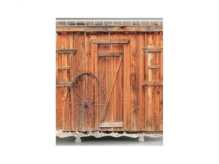 Shower Curtain - Rustic Wall and Wheel