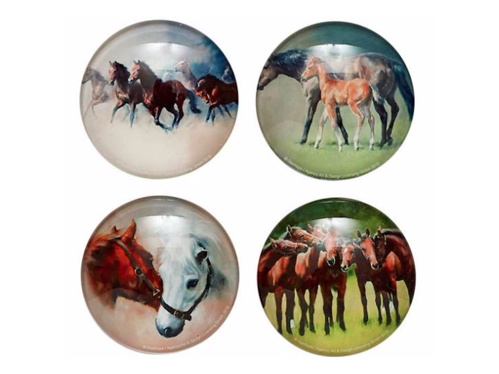 Horse Set of 4 Glass Designs GallopnGifts