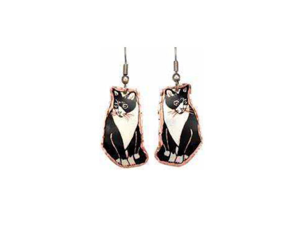 Black & White Sitting Cat Earrings