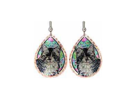 Cat & Flowers Art Earrings